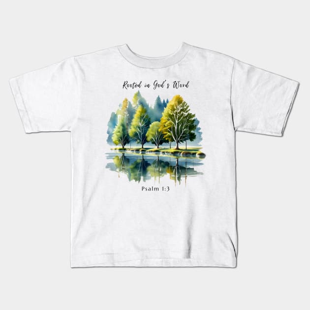 Rooted in God's Word Christian Art Kids T-Shirt by Cedars and Eagles